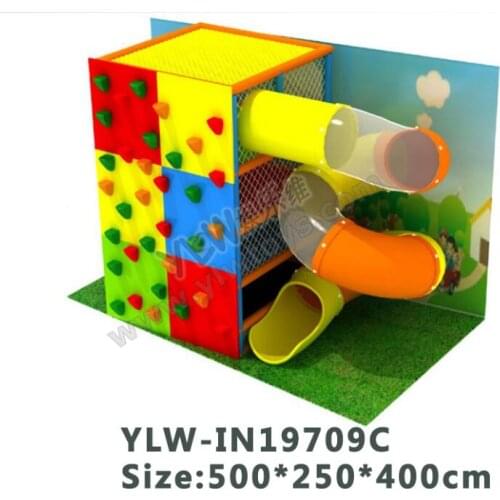 Children amusement play structure rock climber plastic tube slide YLW-IN19709C