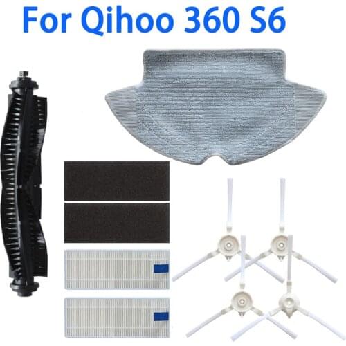 For Qihoo 360 S6 Robot Vacuum Cleaner Main Brush Roll Brush Side Brush Mop Cloth HEPA filter Spare Parts Accessories