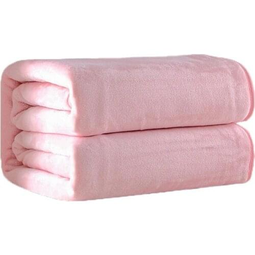 Home Textile Flannel Blanket Thickened Winter Super Warm Soft Blankets Sofa/Plane/Bed Travel Patchwork Solid Bedspread Pink