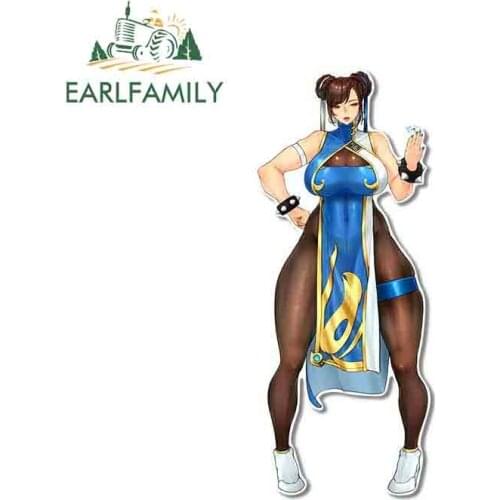 EARLFAMILY 13cm x 5.3cm for The King of Fighters Chun Li Car Stickers Windshield Occlusion Scratch Refrigerator Anime RV Decal