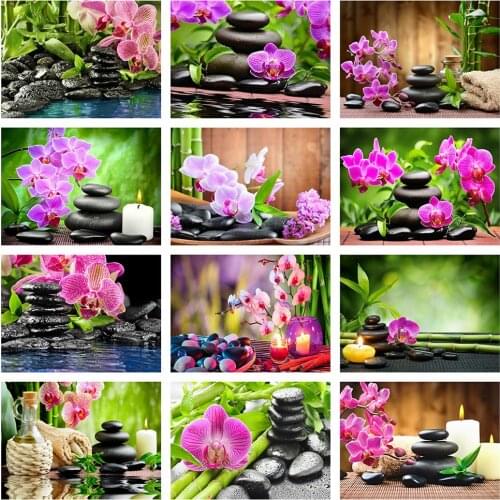 Evershine 5D DIY Diamond Embroidery Orchid Stone Full Square Diamond Painting Flowers Cross Stitch Kit Rhinestone Art Needlework