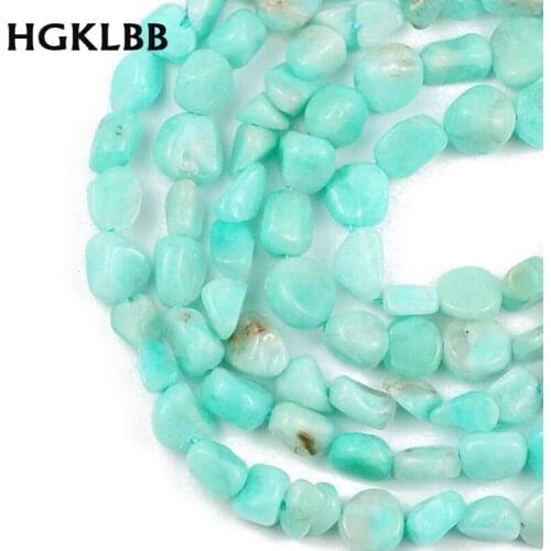HGKLBB Natural Irregular Blue Amazonite Stone Beads 4~8mm charm Spacer Beads For Jewelry Making DIY Bracelets Necklace 15inches