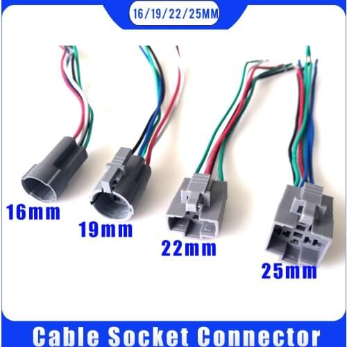 16mm 19mm 22mm 25mm cable socket for LED push button switch Car wires stable lamp light button computer power cable connector