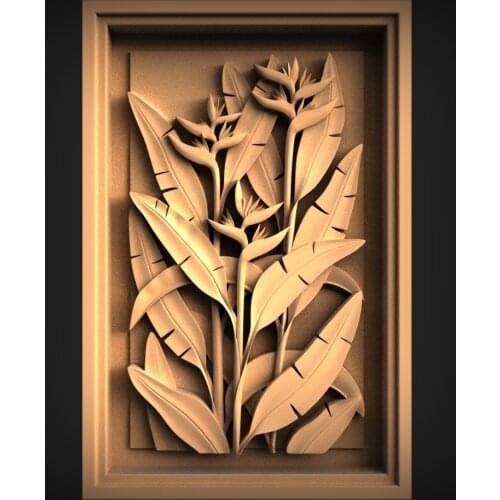 Leaf panel 3D model relief STL model for CNC Router carving engraving artcam aspire furniture wall decoration