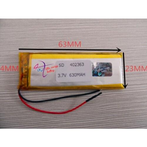 Best battery brand 3.7V lithium polymer 402363 042363 MP3 recorder MP4 Bluetooth stereo 630MAH