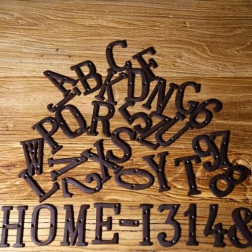 Metal Decorative Alphabet Letter Number House Room Address Door Plate Mailbox Number Name Sign Bar Home Wall Decor Screw Mounted