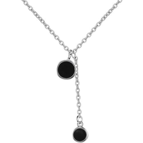 Minimalist Fashion 925 Sterling Silver Black Round Necklace Pendant Jewelry Tassel Choker Necklaces For Women Girl Birthday Gift