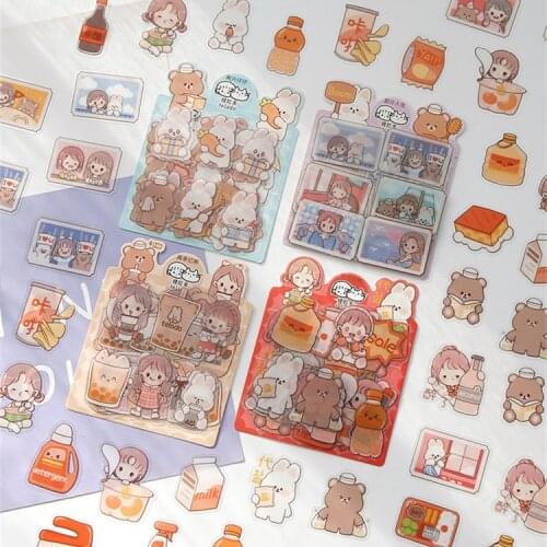 MINKYS New Arrival 40pcs/pack PET Lovely Girl Series Scrapbooking Sticker Kawaii DIY Decorative Stickers School Stationery
