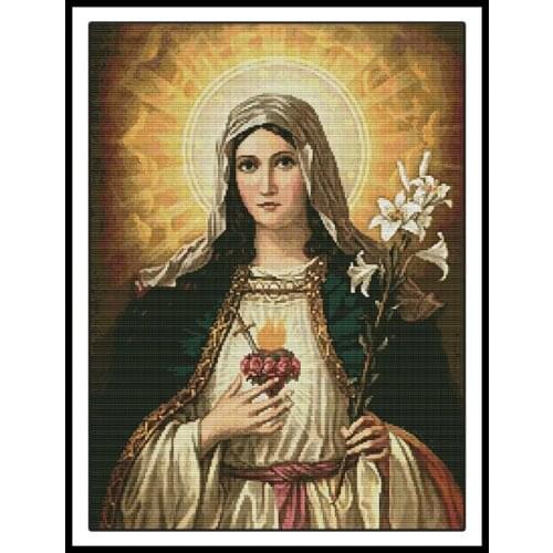 Counted Cross Stitch Kits DIY Handmade Needlework Sets Marys Heart Patterns 14CT 11CT Printed on Canvas Embroidery Kits Crafts