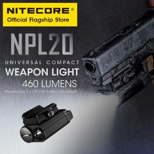 Nitecore NPL20 460 Lumen Tactical Gun lamp Compact Rail Mount LED Flashlight Spotlight CR123A Battery Included Waterproof