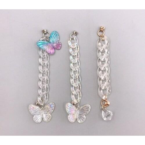 New diy jewelry transparent color candy color acrylic button phone chain flower bear love tide shell hanging chain