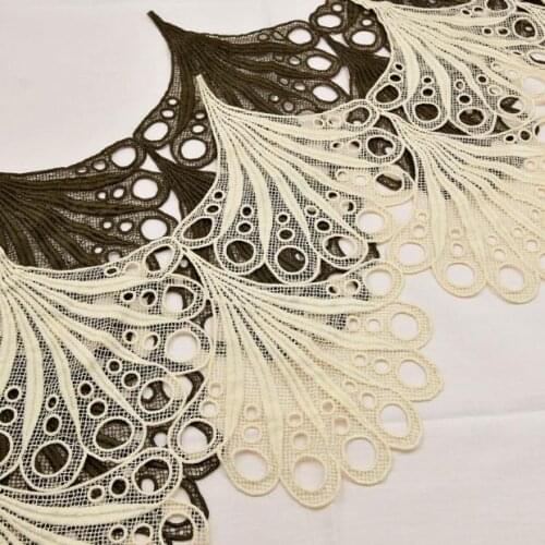 New product army green apricot leaf milk silk three-dimensional water-soluble lace embroidery exotic style 31cm wide