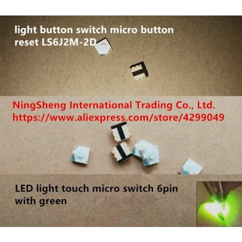 Original new 100% LED light touch micro switch 6pin with green light button switch micro button reset LS6J2M-2D