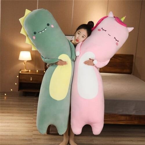 90cm Cute Soft Long Unicorn Pillow Dinosaur Plush Toys Stuffed Office Nap Sleep Pillow Cushion Gift Doll for Kids Girls
