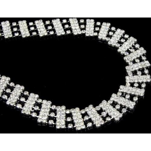 5Yards Stunning Clear Rhinestone Rose Gold Silver Gold Trim for Bridal bBelt Sash Headband