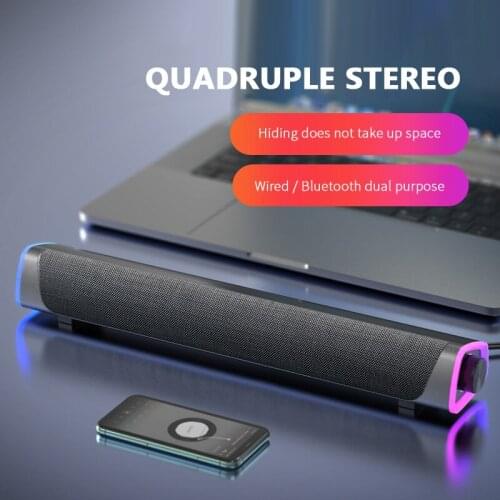 Wired Computer TV Speakers 3D Surround Soundbar Stereo Subwoofer Bluetooth 5.0 Sound Bar For TV Laptop PC Game Home Player