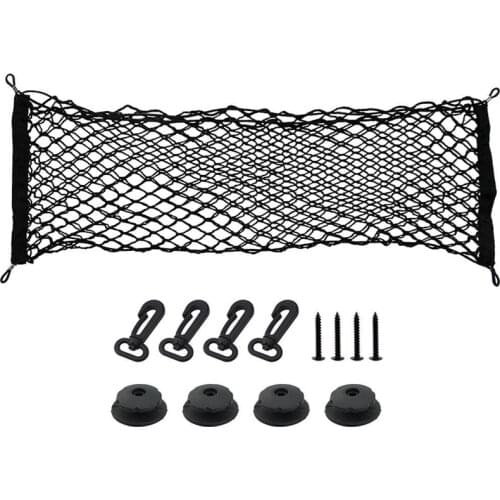 Adjustable 90x40 CM Universal Envelope Car Trunk Luggage Storage Cargo Net - Universal Stretchable Truck Net with 4 Hooks