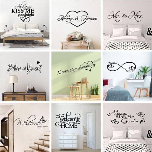 Romantic Love Always Forever Wall Sticker For Bedroom Decor Living Room Decoration Stickers Mural Removable Wall Decals Decor