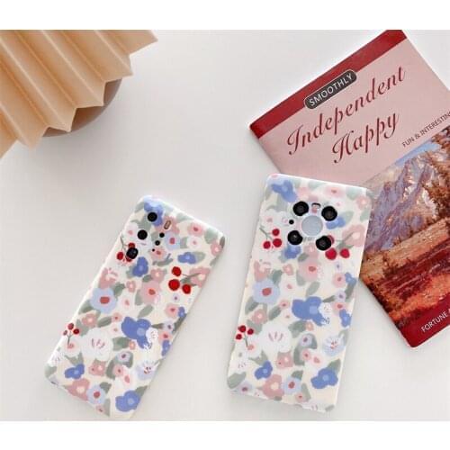 Luxury Watercolor Flowers Soft Case For Huawei Mate 40 P40 Honor 30 20 Pro V30 30s pro+ Plus IMD Back Cover