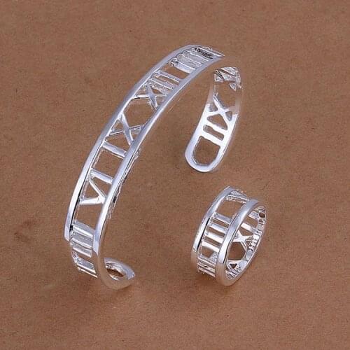 S283 925 Hot Selling Silver Color Jewelry Sets For Women Fashion Jewelry Set Hollow Ring Bangle S283 /aokajfra Bacajrja