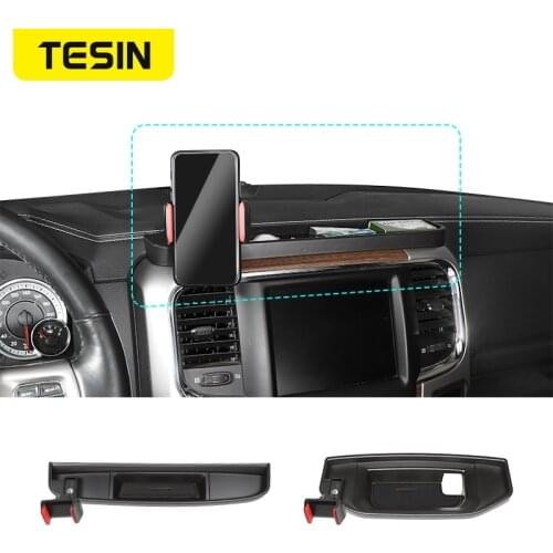TESIN GPS Bracket For Dodge Ram 1500 Car Center Console Mobile Phone Holder Storage Box For Dodge RAM 1500 2010 Up Accessories