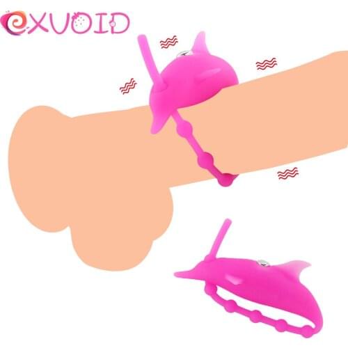 EXVOID Penis Vibrating Ring Fish Type Sex Toys for Men Ereciton Cock Silicone Rings Extender Vibrator Delay Ejaculation