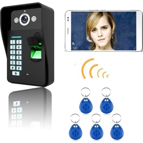 HD 720P Wireless WIFI RFID Password Fingerprint Recognition Video Door Phone Doorbell Intercom System Night Vision