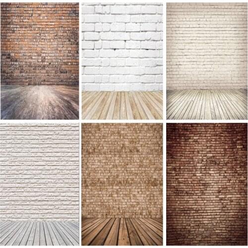 Vinyl Custom Vintage Brick Wall Wooden Floor Photography Backdrops Photo Background Studio Prop 21712 YXZQ-09