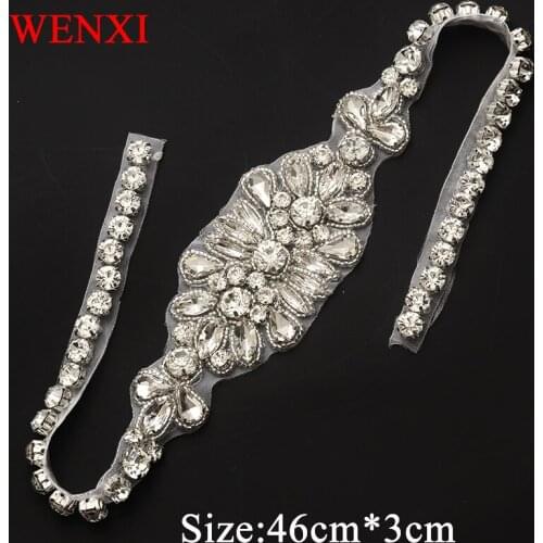 WENXI 10pcs Crystal Rhinestone Applique Handmade Sewing Gold Silver Bridal Rhinestones For Wedding Dress Accessories WX924