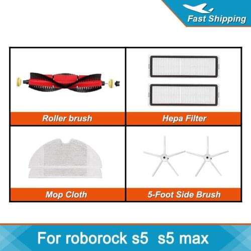 For XiaoMi Roborock S50 S51 S55 S60 S6 Pure S5Max Hepa Filter Side Main Brush Mop Cloth Vacuum Cleaners Parts Accessories