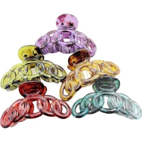 2Pcs Fashion TortoiseShell Color Plastic Circle Hair Claw Clamp Clips 90mm Lady