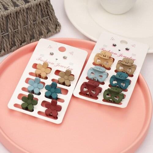 6pcs/set Bow Flower Little Crab Claw Barrettes Women Girls Tortoiseshell Plastic Small Hair Clamp Clip Mini Hairpin Accessories