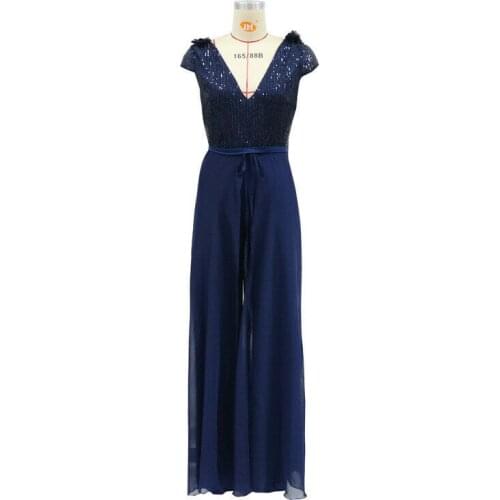 2021 Hot Womens V-Neck Jumpsuit Evening Cocktail Jumpsuit Night Party Dress Sleeveless