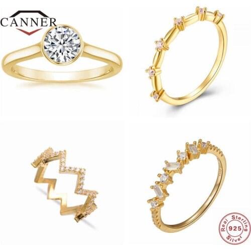 CANNER Women Wedding Finger Ring 925 Sterling Silver Rings Exquisite Zircon Crystal Engagement Gifts Luxury Fine Jewelry Anillo