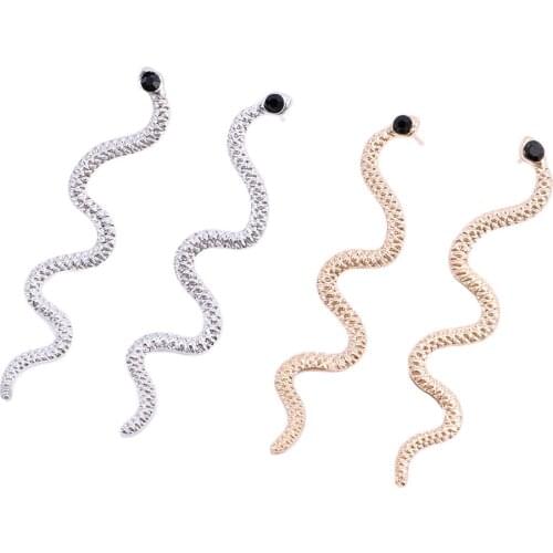 1pair Exaggerated Punk Long Snake Earrings for Women Jewelry European Gold Silver Color Ear Stud Handmade Women Stud Earings Gir