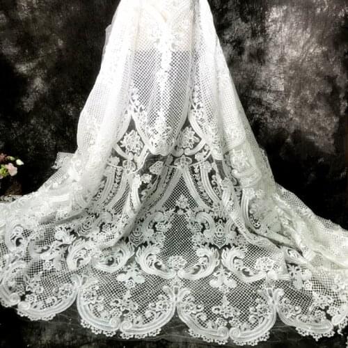 1 Yard 2020 new White heavy embroidery lace European style big flower wedding dress for clothing G1732