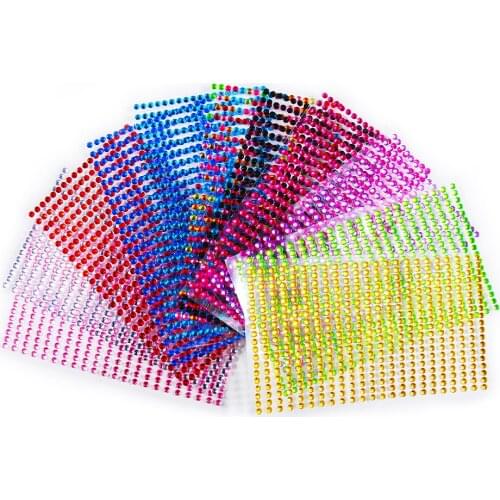 3MM 4MM 5MM Self Adhesive Flatback Rhinestone Crystal Stickers Glue On Nails Accessories Stickers For Nail Art Decorations 10Pcs