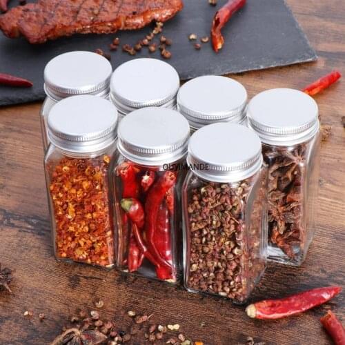 12pcs Spice Jars Kitchen Organizer Storage Holder Container Glass Seasoning Bottles With Cover Lids Camping Condiment Containers