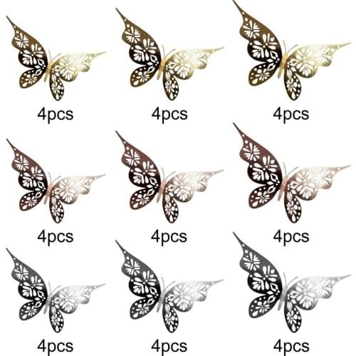12x Butterfly Wall Stickers Decals Paper Murals Removable Decorative Scrapbooking for Living Room Kids Room Dorm Hotel Bar