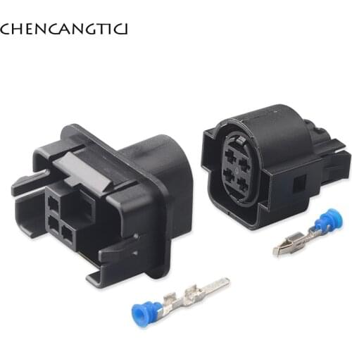 2 Sets 4 Pin Way VW Auto Car Light Lamp Socket Automotive Waterproof Wire 3.5MM Female Male Connector Plug For Audi 1H0973734