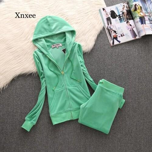 2021 Spring and Autumn Pure Color Suit Velvet Fabric Sportswear Fashion Suit Ladies Sportswear Hoodie Pants Sportswear