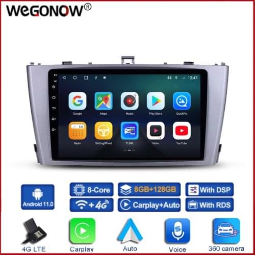 360 Panoramic Camera 6G+128G 8Core Android 10.0 Car DVD Player GPS Map WIFI Bluetooth 5.0 RDS Radio For Toyota Avensis 2008-2015