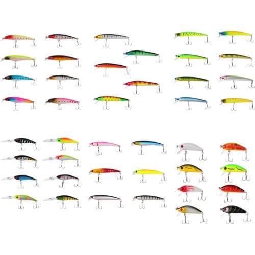 43pcs/Set 3D Eyes Artificial Baits Fish Fishing Lures 6 Models with VMC Hook