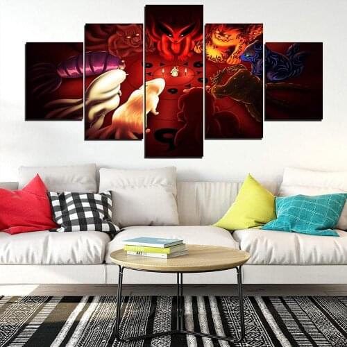 5 Piece Wall Art Canvas Anime Manga Ninja Figure Pictures Tailed Beast Posters And Prints Home Living Room Decoration Paintings