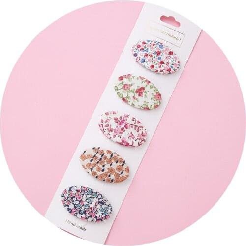 Baby Barrettes Headbands For Girls Small Oval BB Hair Clips For Children Korean Floral Lattice Hairpins Baby Hair Accessories