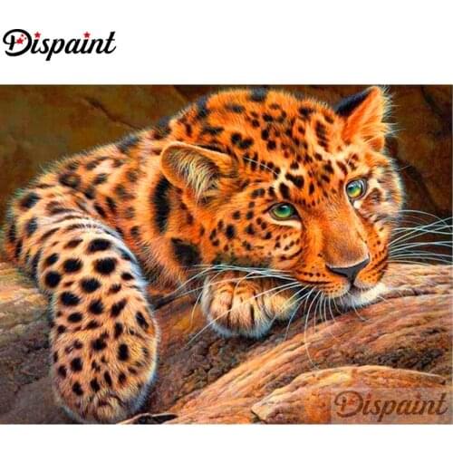 Dispaint Full Square/Round Drill 5D DIY Diamond Painting "Animal leopard scenery" Embroidery Cross Stitch 5D Home Decor A10918