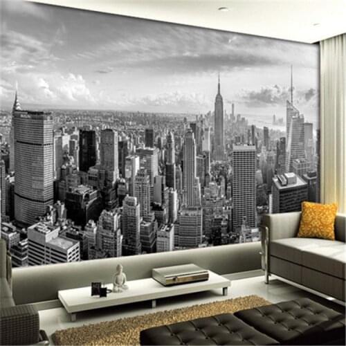 Black and White City Architecture Landscape New York Scenery 3D Photo Mural Bedroom Living Room TV Background Wallpaper Personal