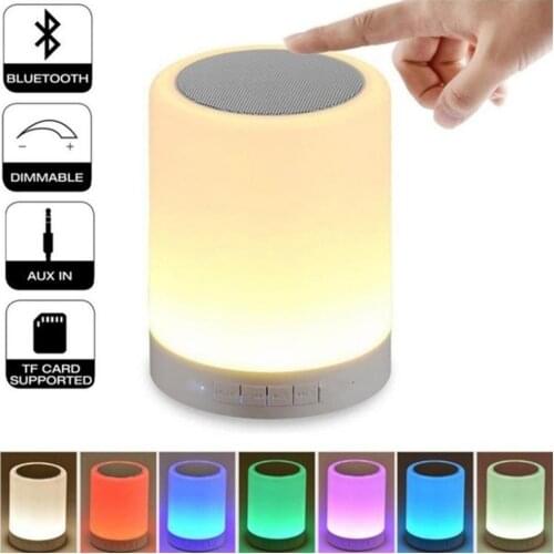 Colorful Night Light With Wireless Bluetooth Speaker LED Desk Smart Portable TF Lamp Card Control Colors Table AUX J4U7
