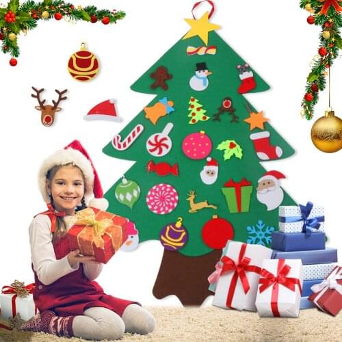 Kids DIY Felt Christmas Tree with 30pcs Ornaments Christmas Decoration for Home Navidad 2022 New Year Gifts Xmas Ornaments