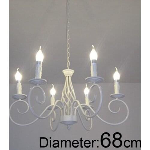 For foyer dinning room Modern vintage E14 6 arms classical Iron candle light white chandelier